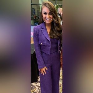 Aqua X Maeve Reilly three piece purple suit